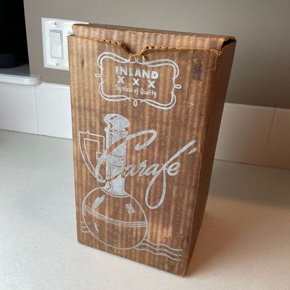 1950's Inland Hand-Blown Heat Proof Glass Coffee Carafe w/ Original Box - Picture 2 of 12